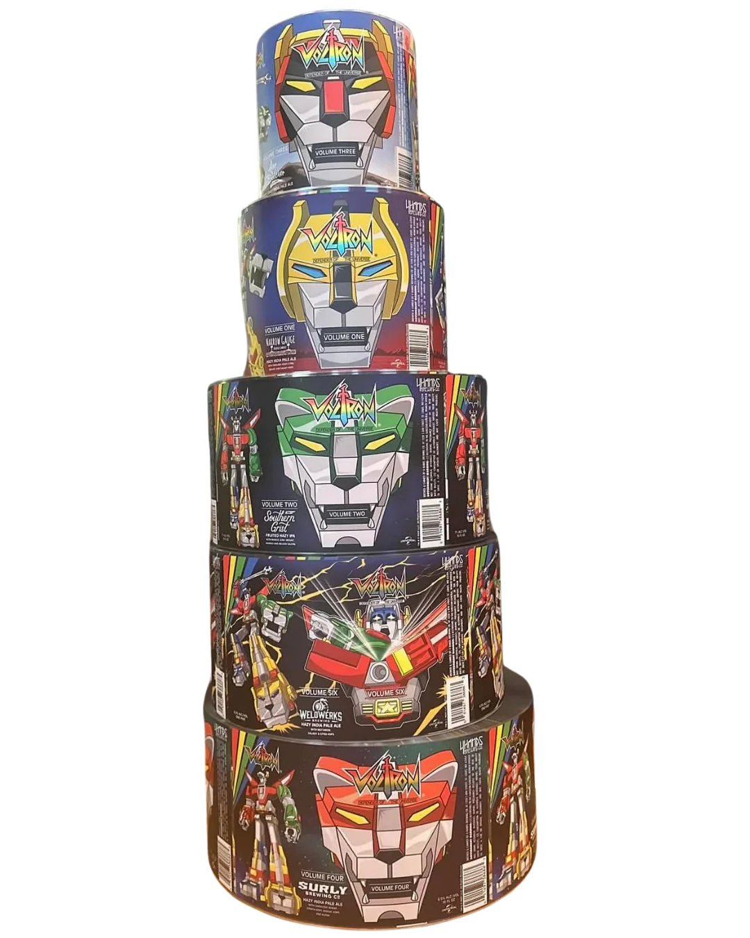 Set of 6 Voltron Beer Can labels/Stickers